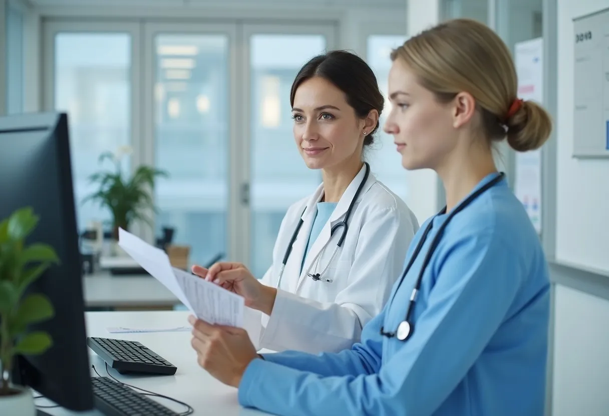 A clinic team testing a small workflow change at the front desk with a simple chart